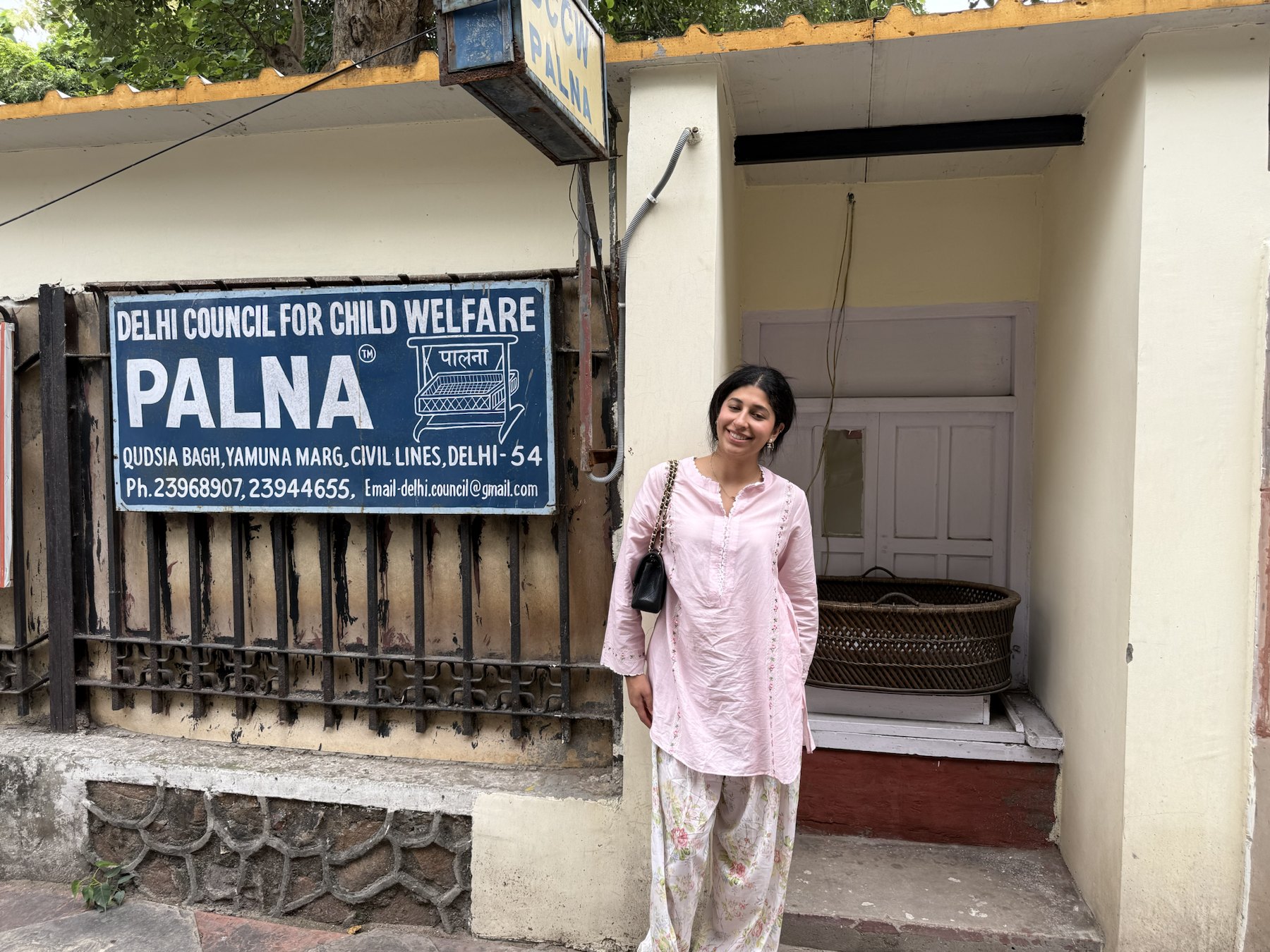 Eesha Narwani standing near the Palna entrance